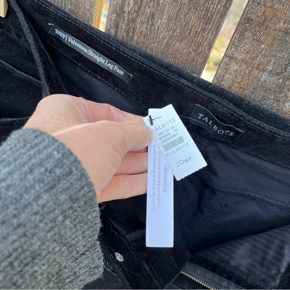 Talbots Velveteen Straight Leg High Waisted Black Pants NWT Sz 20WP - Picture 7 of 14